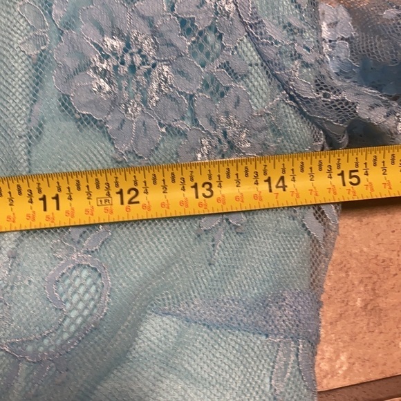 Baby Blue Asymmetrical Lace Overlay Size Medium Dress - Picture 13 of 13